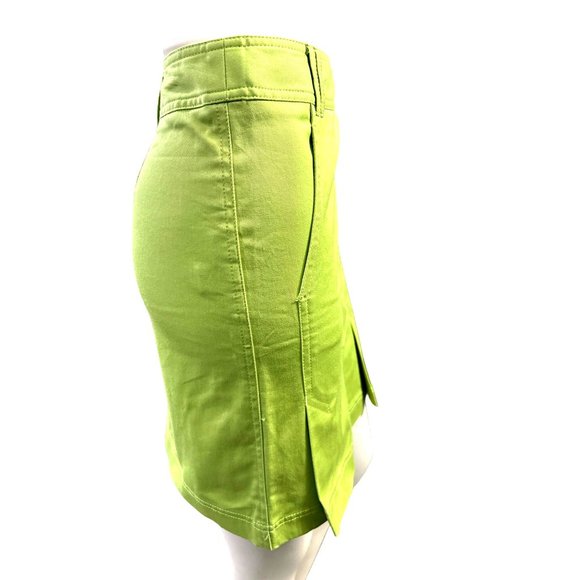 Ann Taylor LOFT Lime Green Side Zipper Cotton Spandex Durable Mini Skirt Size 10 - Picture 4 of 12